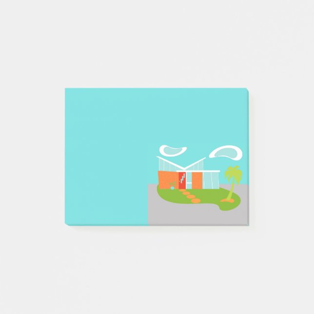 Mid Century Modern Cartoon House Post-It Notes (Front)