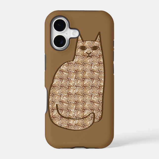 Mid-Century Modern Cat, Beige and Light Brown (Back)