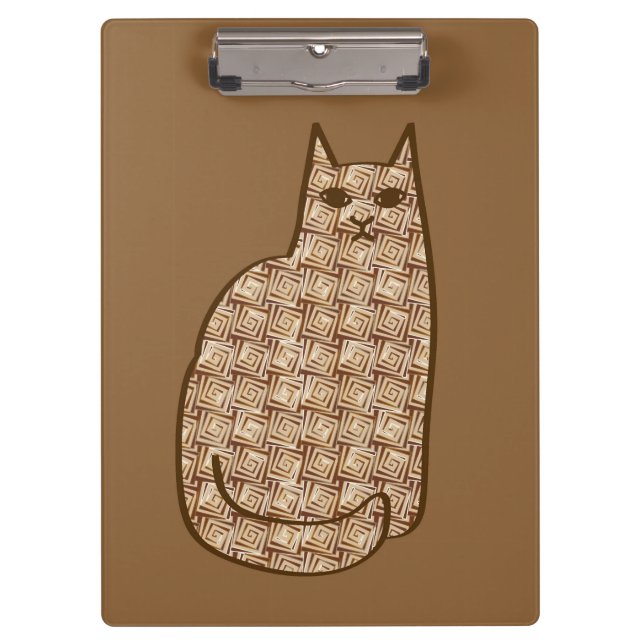 Mid-Century Modern Cat, Beige and Light Brown Clipboard (Front)