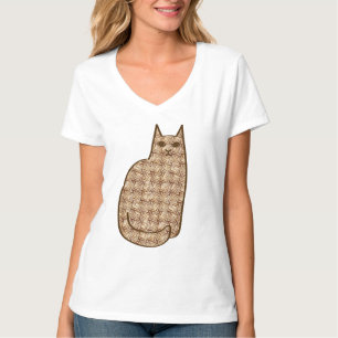 Mid-Century Modern Cat, Beige and Light Brown   T-Shirt