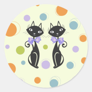 Mid Century Modern Cat Classic Round Sticker