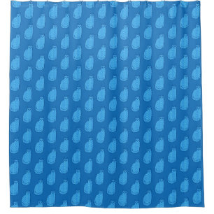 Mid-Century Modern Cat, Cobalt and Light Blue    Shower Curtain