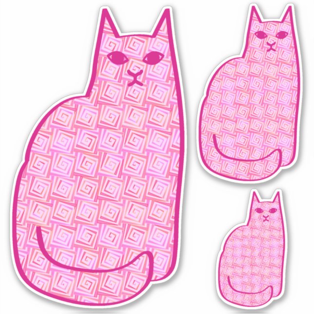 Mid-Century Modern Cat, Fuchsia and Light Pink (Front)