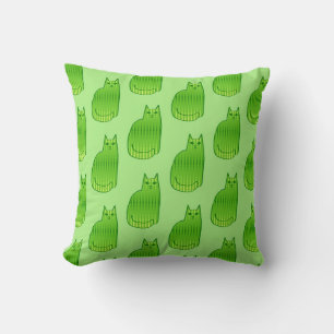 Mid-Century Modern Cat, Lime and Emerald Green Cushion