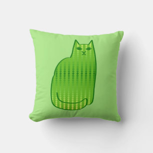 Mid-Century Modern Cat, Lime and Emerald Green Cushion