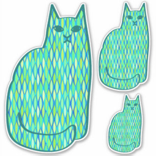 Mid-Century Modern Cat, Mint and Lime Green