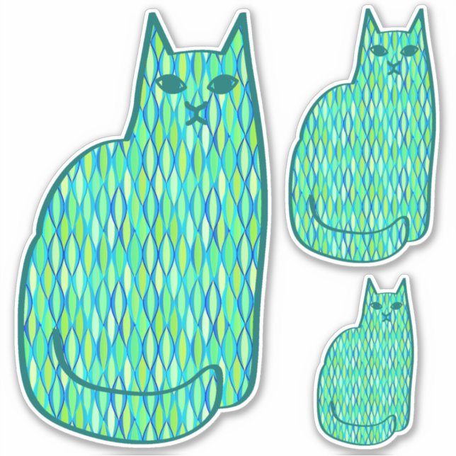 Mid-Century Modern Cat, Mint and Lime Green (Front)