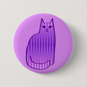 Mid-Century Modern Cat, Orchid and Purple 6 Cm Round Badge