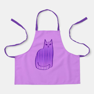 Mid-Century Modern Cat, Orchid and Purple Apron
