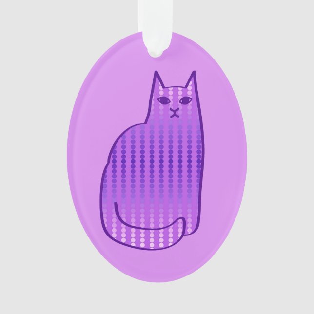 Mid-Century Modern Cat, Orchid and Purple Ornament (Front)
