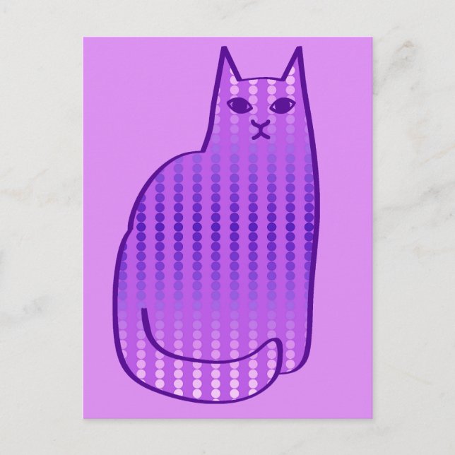 Mid-Century Modern Cat, Orchid and Purple Postcard (Front)