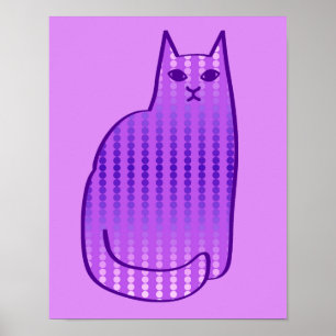 Mid-Century Modern Cat, Orchid and Purple Poster