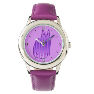 Mid-Century Modern Cat, Orchid and Purple Watch