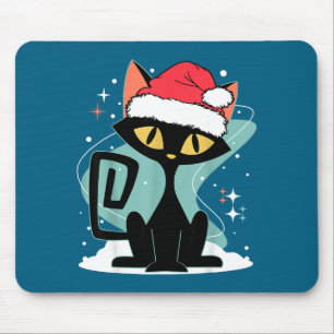 Mid Century Modern Cat Santa Hat Christmas 70s Ret Mouse Mat