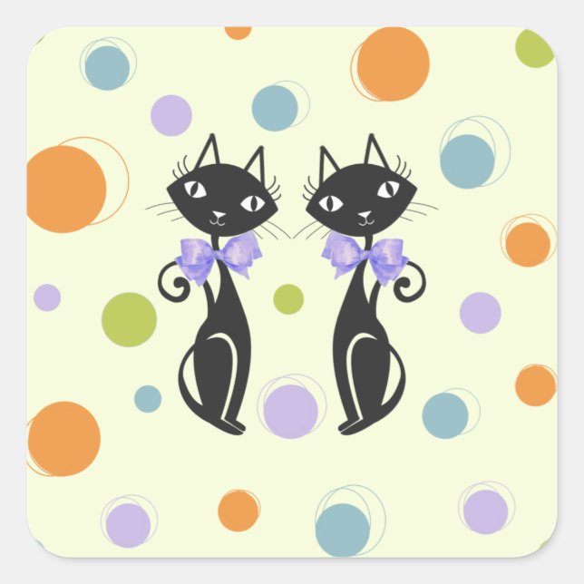 Mid Century Modern Cat Square Sticker (Front)