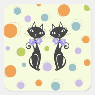 Mid Century Modern Cat Square Sticker