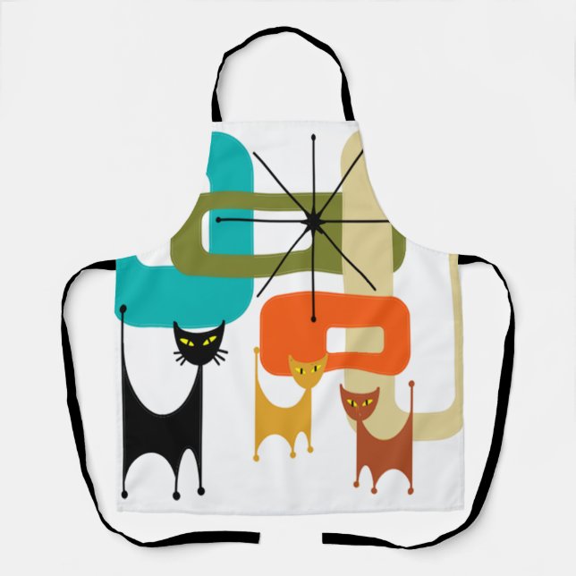 Mid-century Modern Cats Apron (Front)