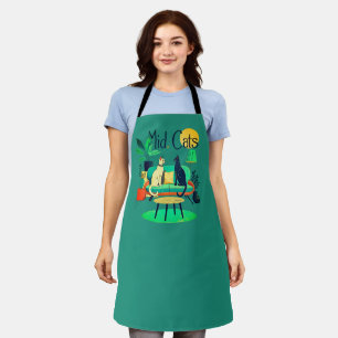 Mid-Century Modern Cats at Home Apron