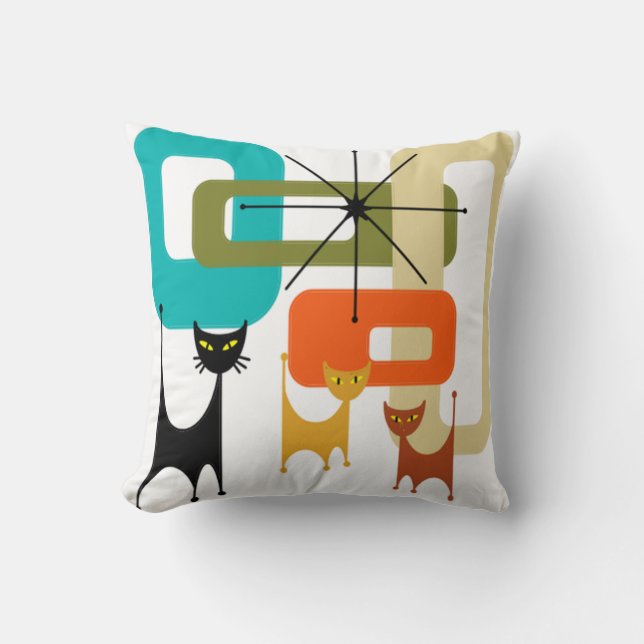 Mid-century Modern Cats  Cushion (Front)
