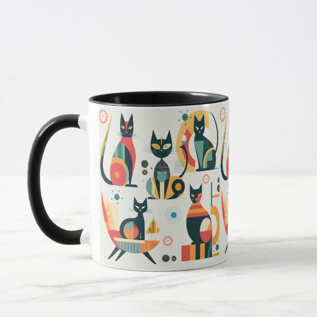 Mid Century Modern Cats Mug (Left)