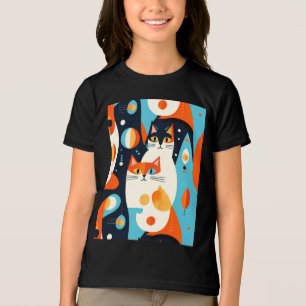  Mid-Century Modern Cats on an Abstract Background Tri-Blend Shirt