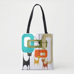 Mid-Century Modern Cats Tote Bag