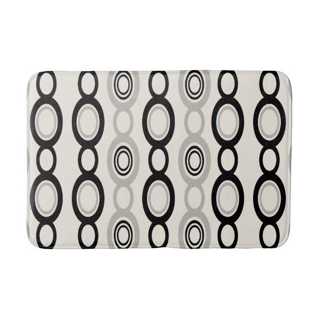 Mid Century Modern Chain Links Black Grey Bath Mat (Front)