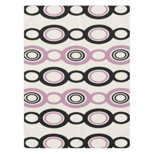 Mid Century Modern Chain Links Black Mauve Tablecloth