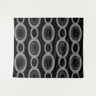 Mid Century Modern Chain Links Black Tapestry