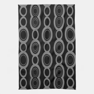 Mid Century Modern Chain Links Black Tea Towel
