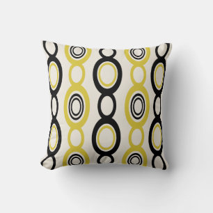 Mid Century Modern Chain Links Black Yellow Cushion