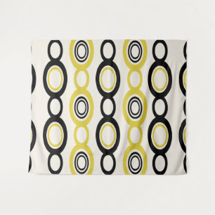 Mid Century Modern Chain Links Black Yellow Tapestry