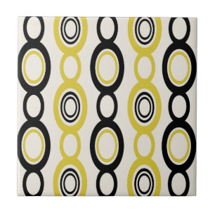 Mid Century Modern Chain Links Black Yellow Tile