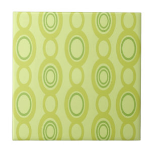 Mid Century Modern Chain Links Chartreuse Tile