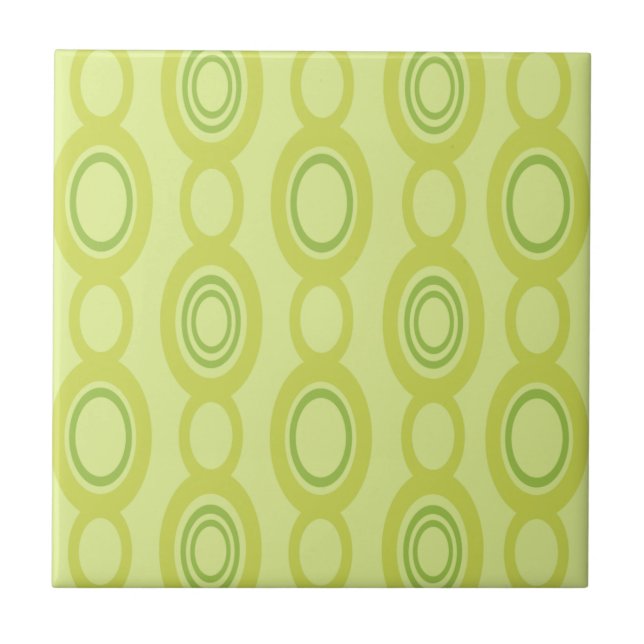Mid Century Modern Chain Links Chartreuse Tile (Front)