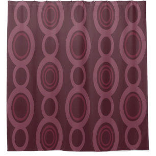 Mid Century Modern Chain Links Maroon Shower Curtain