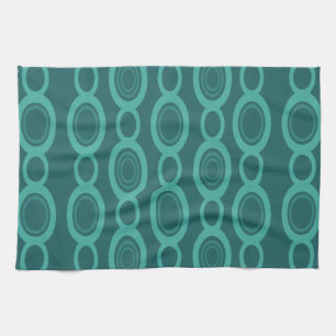 Mid Century Modern Chain Links Teal Tea Towel