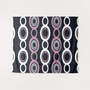 Mid Century Modern Chain Links White Mauve Tapestry