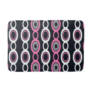 Mid Century Modern Chain Links White Pink Bath Mat