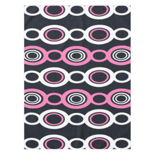 Mid Century Modern Chain Links White Pink Tablecloth
