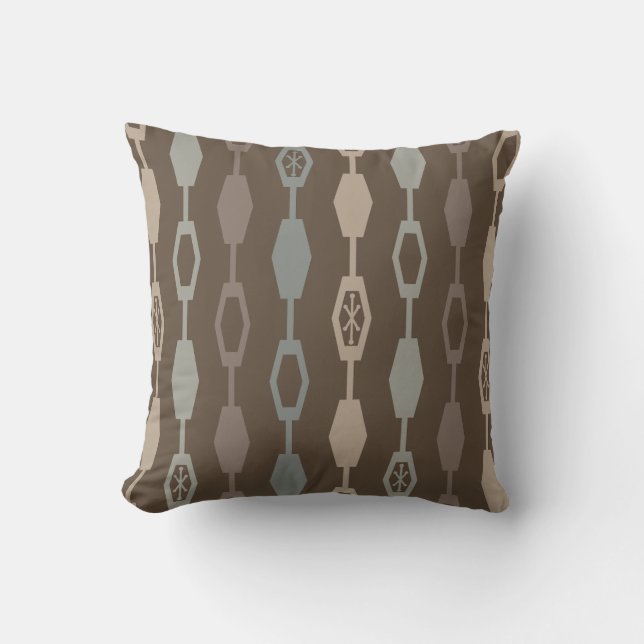 Mid Century Modern Chains Earth Tones Cushion (Front)