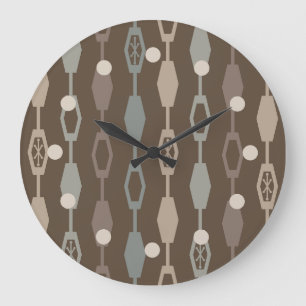 Mid Century Modern Chains Earth Tones Large Clock