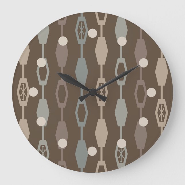 Mid Century Modern Chains Earth Tones Large Clock (Front)