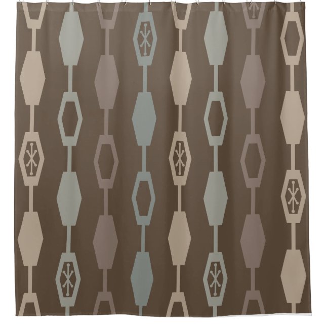 Mid Century Modern Chains Earth Tones Shower Curtain (Front)