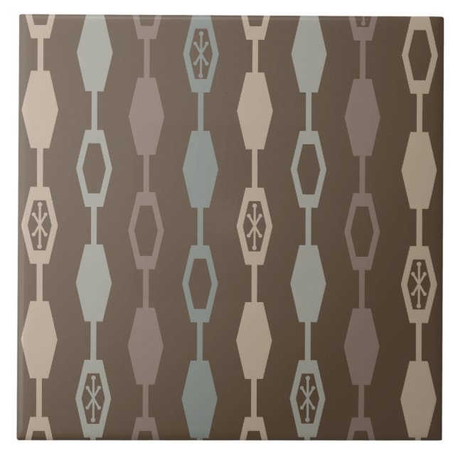 Mid Century Modern Chains Earth Tones Tile (Front)