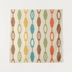 Mid Century Modern Chains Multicolored Tapestry