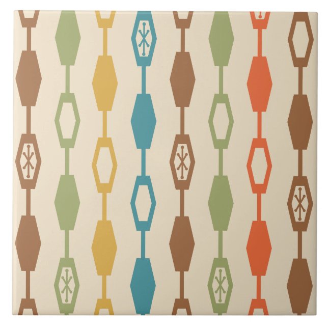 Mid Century Modern Chains Multicolored Tile (Front)