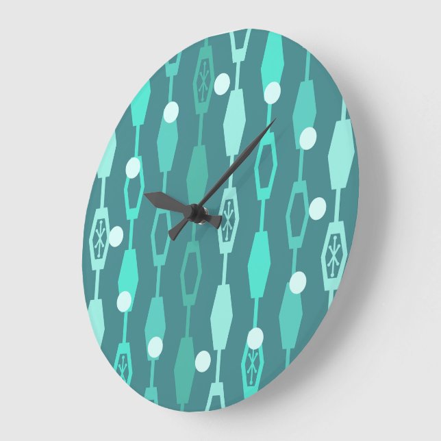 Mid Century Modern Chains Teal Large Clock (Angle)