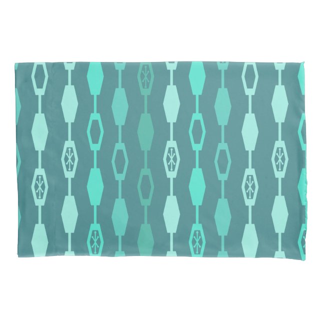 Mid Century Modern Chains Teal Pillowcase (Front)