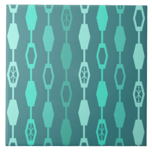 Mid Century Modern Chains Teal Tile